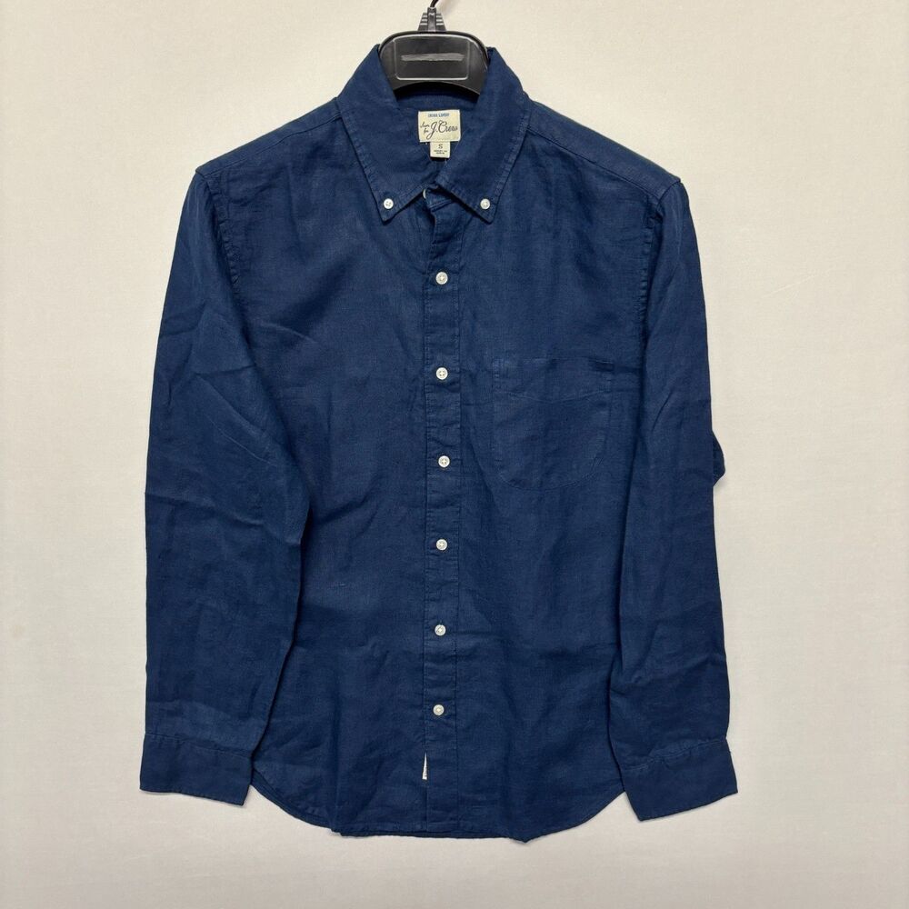 NWT J. Crew Baird McNutt Men 100% Linen Button Shirt Size Small Blue C138 -29